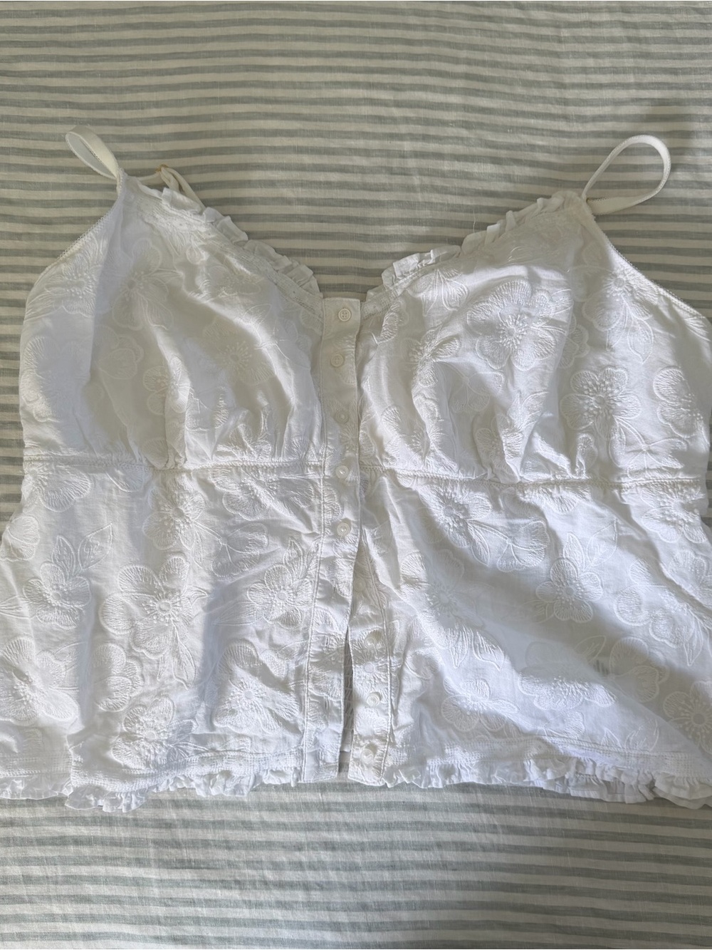 aerie White Eyelet Button-Front Cami